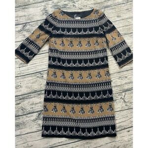 Max‎ Mara Weekend Size 2 Tassel Printed Colorblock 3/4 Sleeve Shift Dress Short